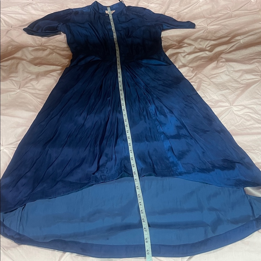 ZADIG & VOLTAIRE NWT Blue Rima Satin Midi Dress - Overseas Star Button Detail - Picture 16 of 16